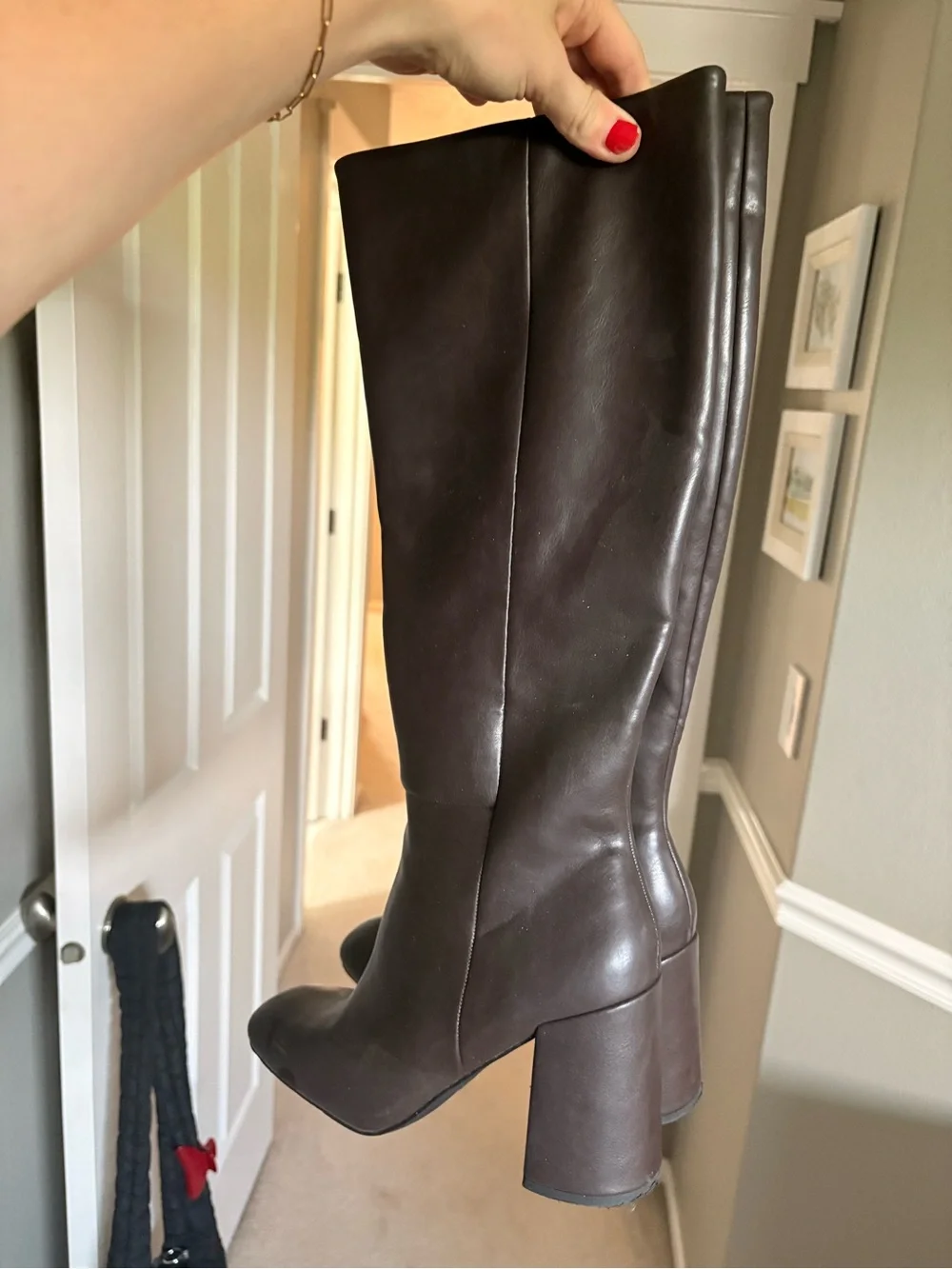 Brown Leather Knee-High Boots